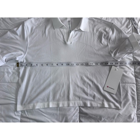 New Lululemon Womens White Swiftly Tech Relaxed Fit Striped Crop Polo Shirt 10 - Picture 5 of 10